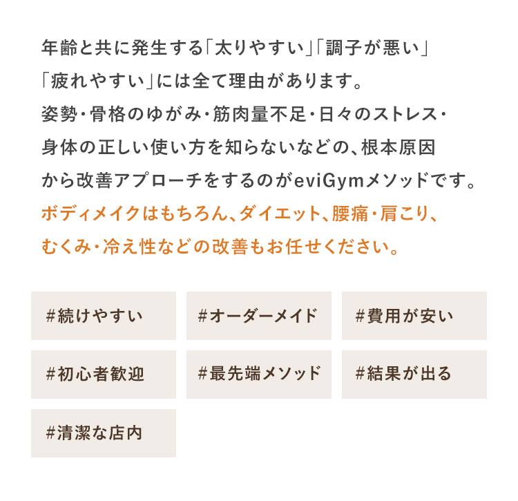 年齢と共に発生する「太りやすい」「調子が悪い」「疲れやすい」には全て理由があります。