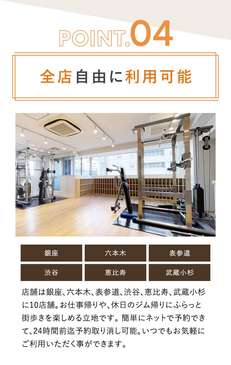 POINT.04 全店自由に利用可能