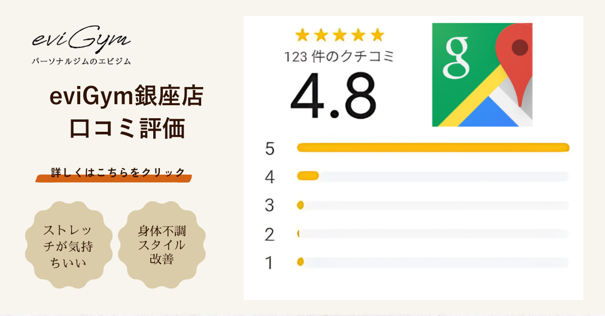 パーソナルジムeviGym 銀座口コミ評価ページへ