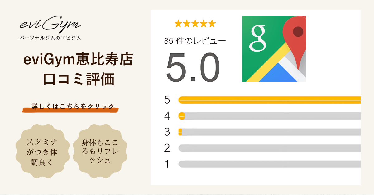 パーソナルジムeviGym 恵比寿口コミ評価ページへ