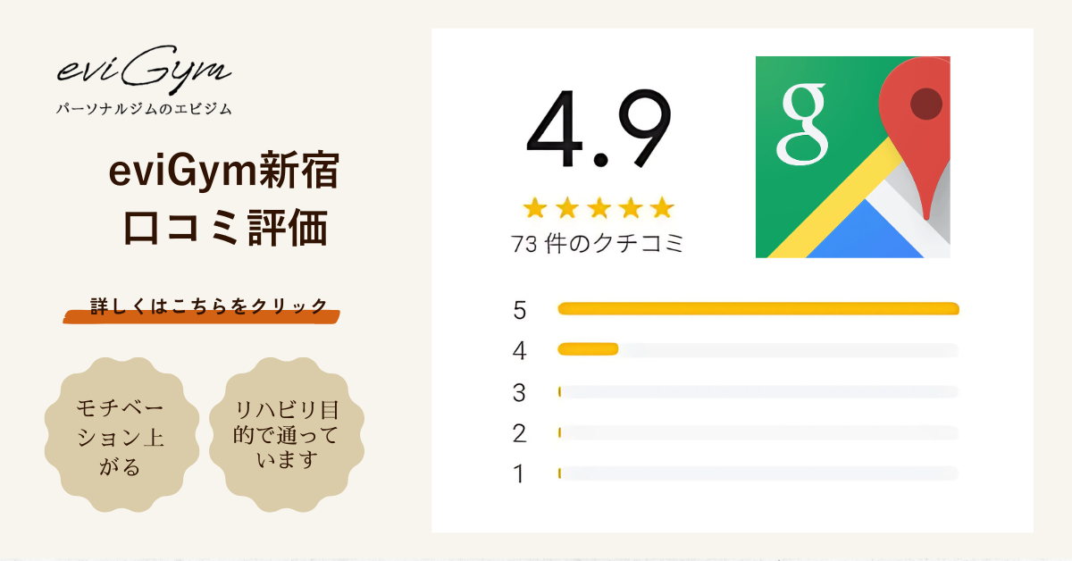 パーソナルジムeviGym 新宿口コミ評価ページへ